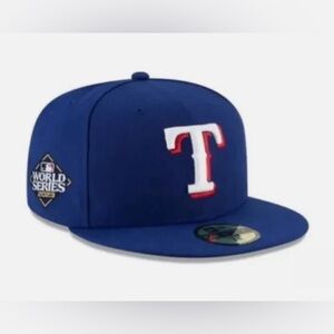 NEW - Texas Rangers New Era 2023 World Series On Field 59FIFTY Fitted Hat Blue